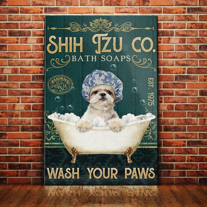 Shih Tzu Dog Bath Soap Company Canvas Wall Art, Wall Decor Visual Art