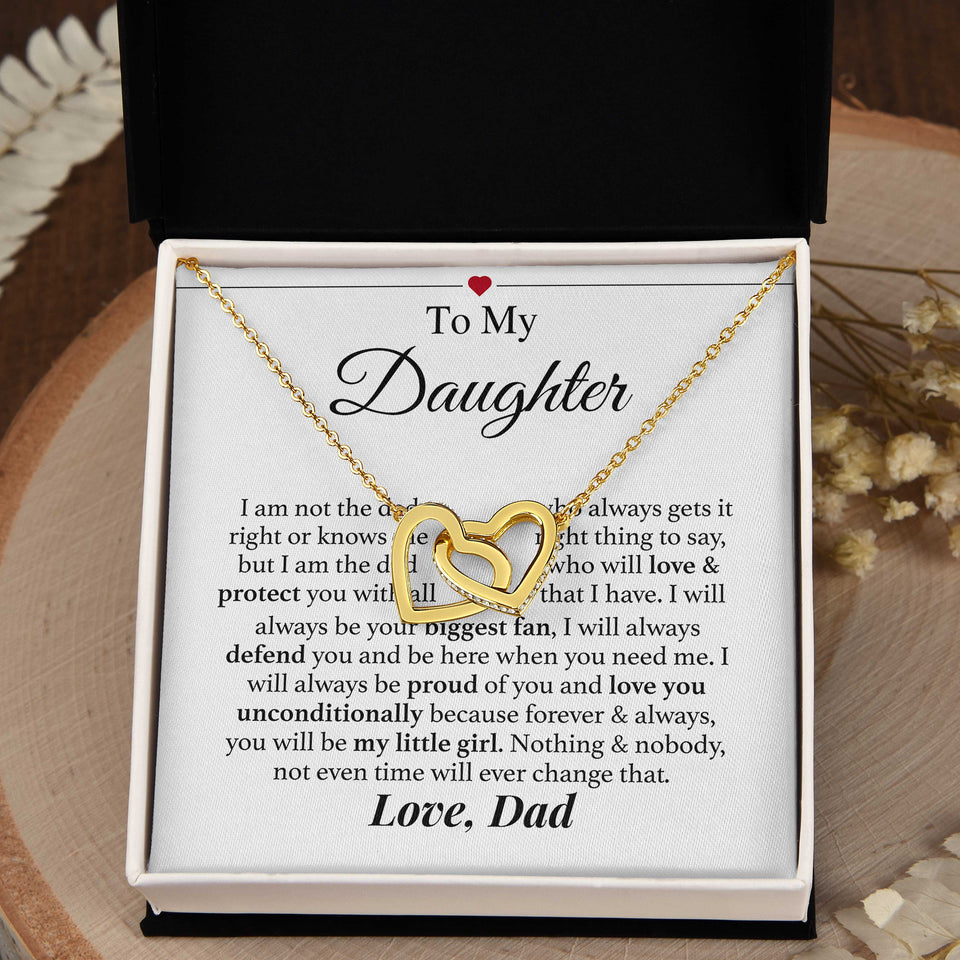Necklace To Daughter from Dad - You Will Be My Little Girl, Gift for Birthday, Necklace for Daughter, Interlocking Hearts Necklace