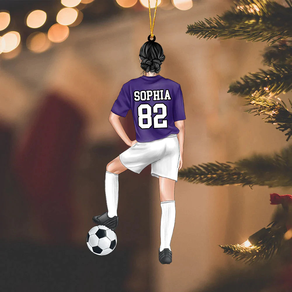 Personalized soccer player Christmas Ornament-Great Gift Idea For Soccer Players&Soccer Lovers, Custom Shape Ornament Decor HB