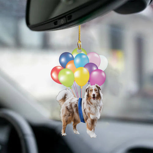 Balloon Dog Ornament Australian Shepherd Dog Fly With Bubbles Dog Hanging Ornament Car Ornament Godmerch