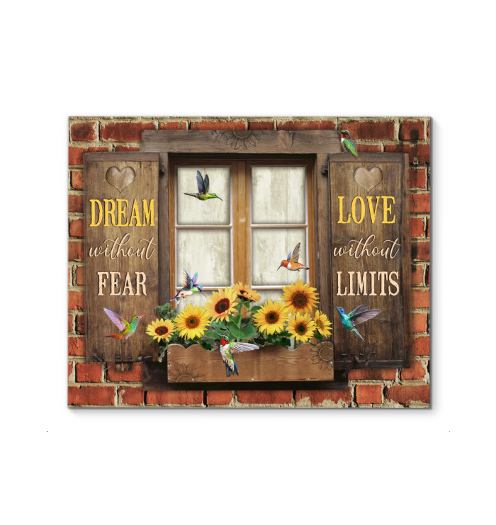 Hummingbird Premium Wall Art Canvas - Dream without Fear Love Without Limits Premium Canvas