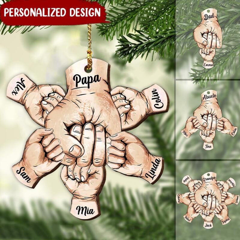 Papa Hands Print Christmas Gift Personalized Ornament