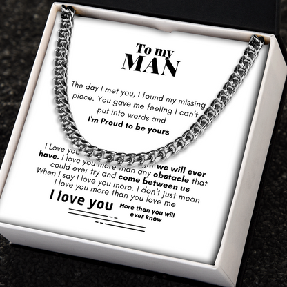 To My Man Cuban Link Chain Necklace - Gift for Man, Husband, Boyfriend, Necklace for Man