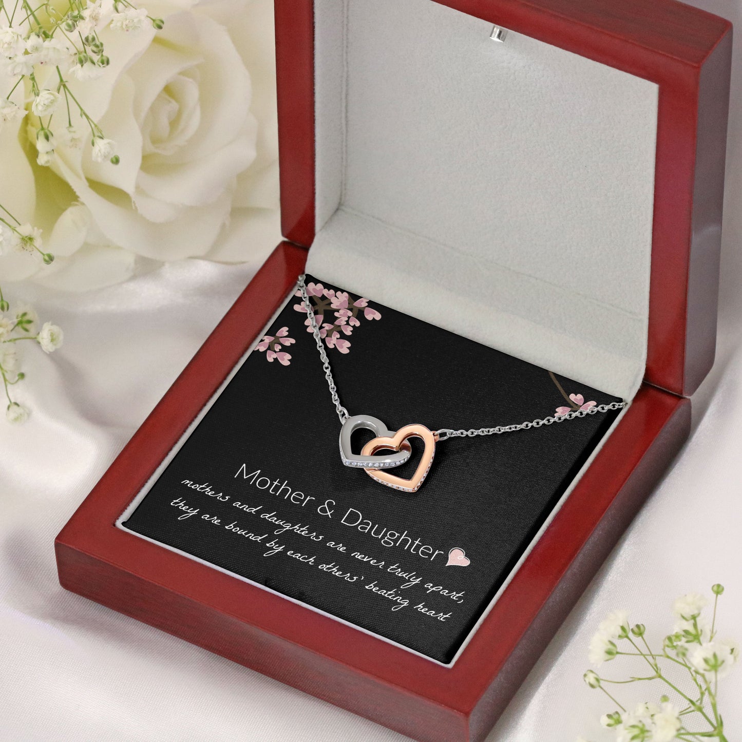 Mother and Daughter Necklace - Mother and Daughter Are Never Truly Apart, Gift for Mother and Daughter Interlocking Hearts Necklace - XL051Y