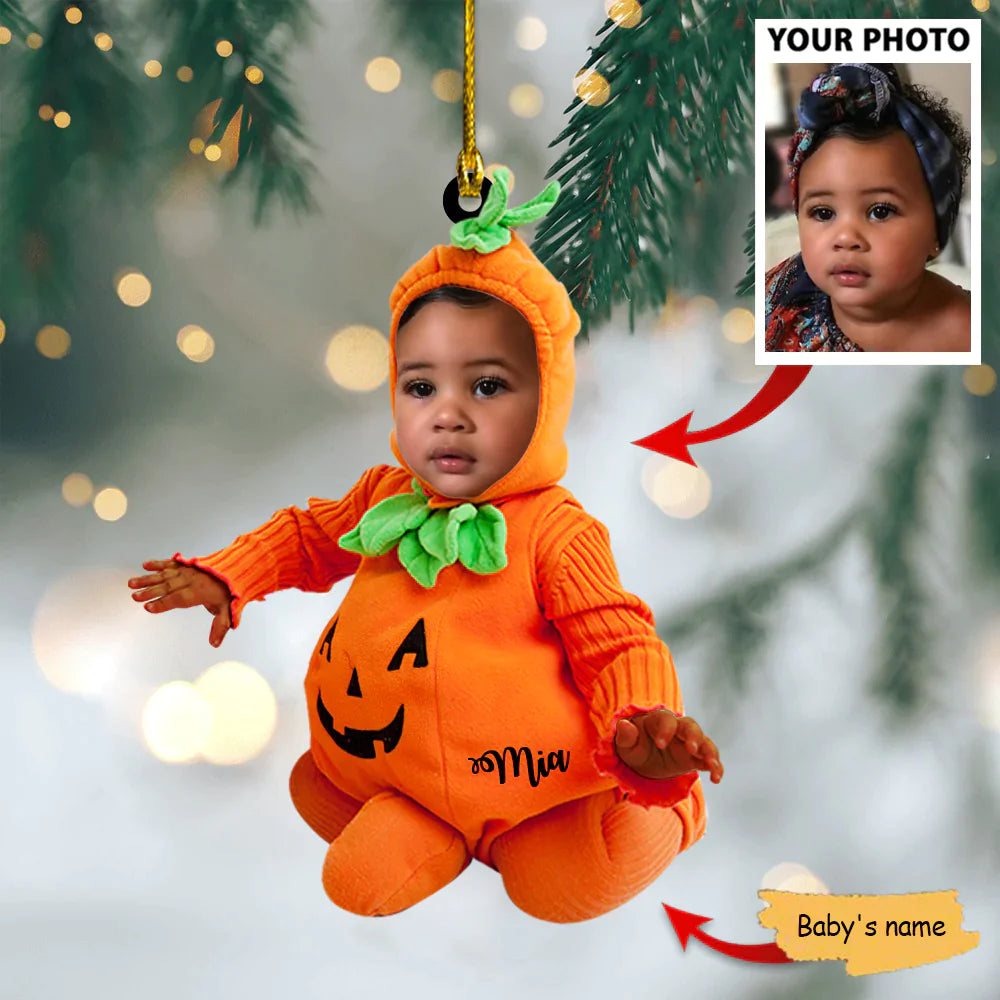 Baby Pumpkin Costum Ornament - Custom Name and Baby