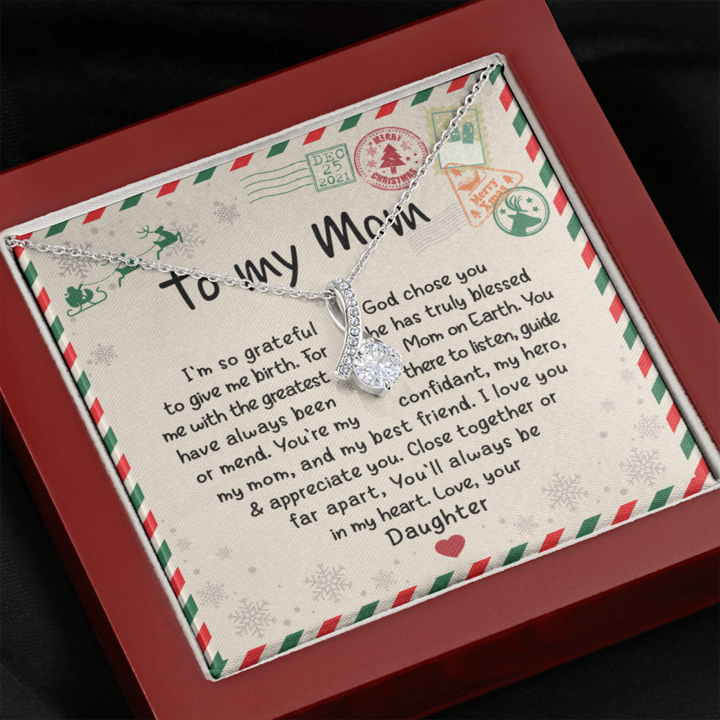 To My Mom Necklace - God Chose You He Has Truly Blessed Mom On Earth - Alluring Necklace