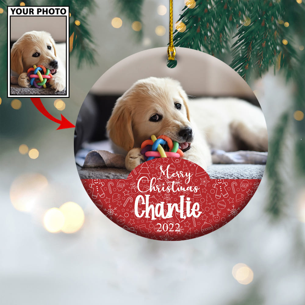 Personalized Gift For Pet Lovers 1st Christmas Custom Image Ceramic Ornament