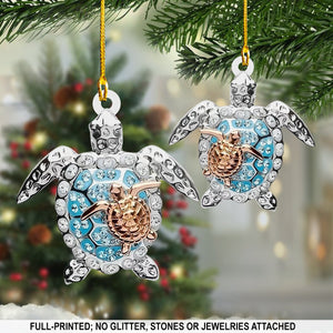 Sea Turtle Custom Shaped Printed Ornament