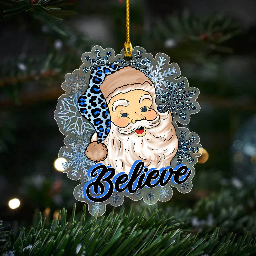 Christmas Leopard Hat Santa Believe Ornament