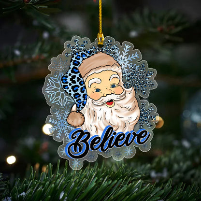 Christmas Leopard Hat Santa Believe Ornament