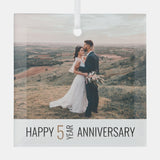 5 Years Anniversary Photo Keepsake Gift  Glass Ornament