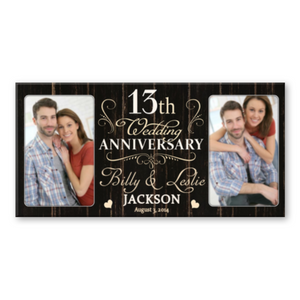 13 Year Anniversary Custom Canvas Print, 13th Wedding Anniversary Gift