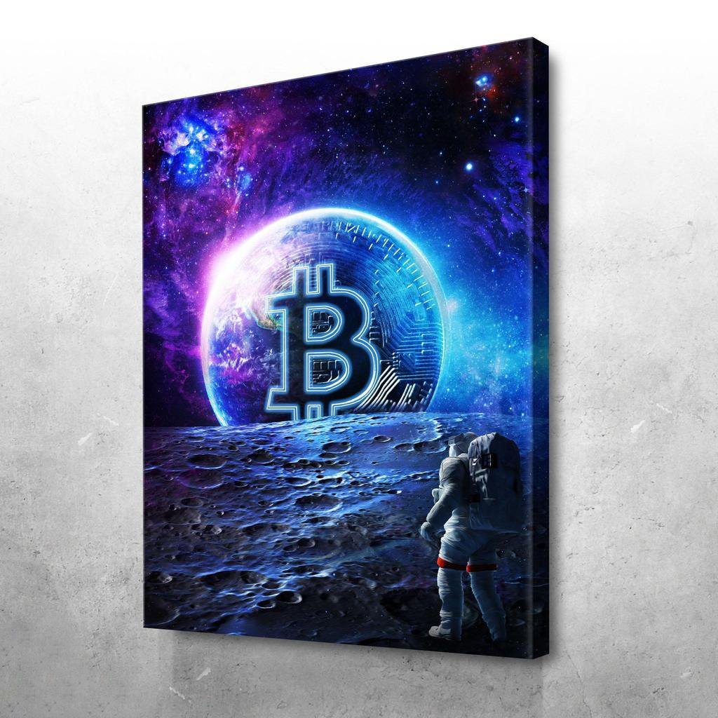 Bitcoin To The Moon Money Canvas And Poster, Wall Decor Visual Art