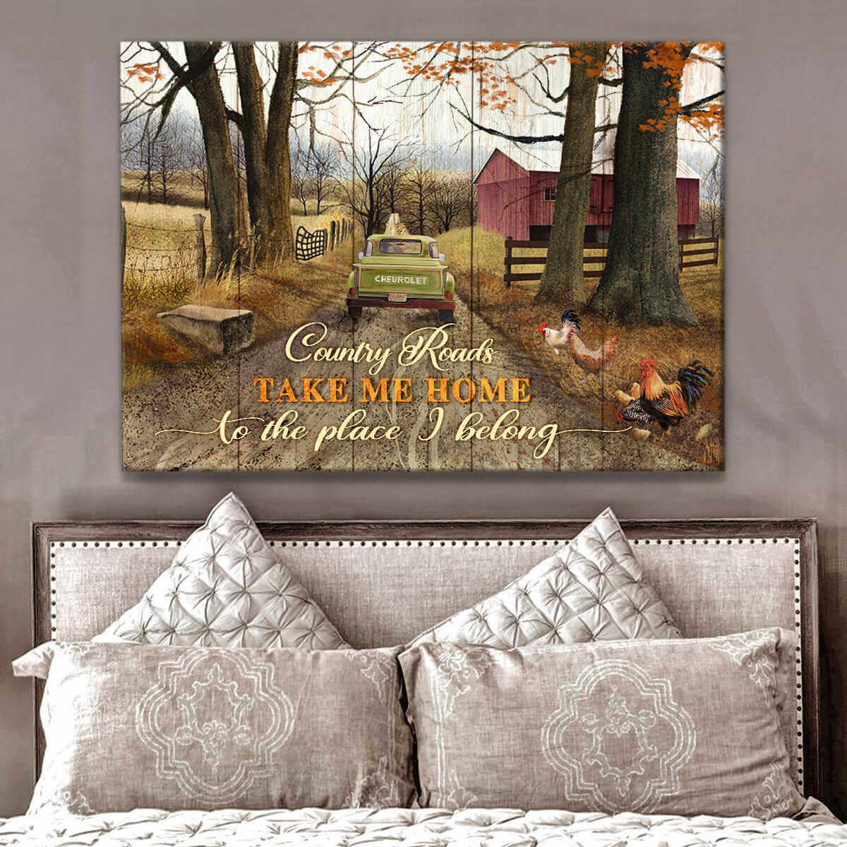 Country Roads Take me home to the place I belong Canvas And Poster, Canvas Wall Art, Wall Decor Visual Art