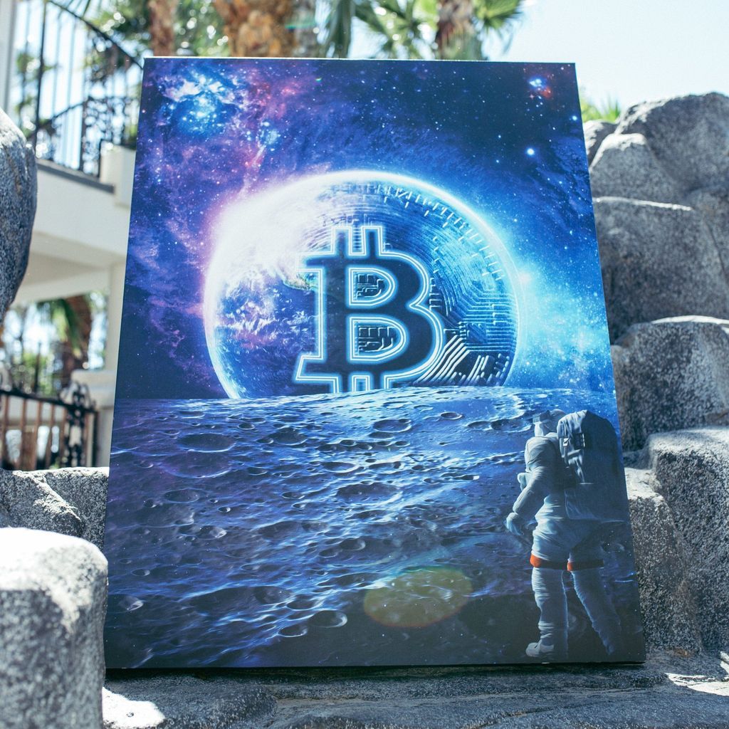 Bitcoin To The Moon Money Canvas And Poster, Wall Decor Visual Art