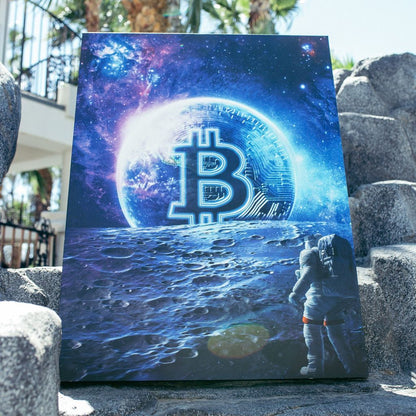 Bitcoin To The Moon Money Canvas And Poster, Wall Decor Visual Art