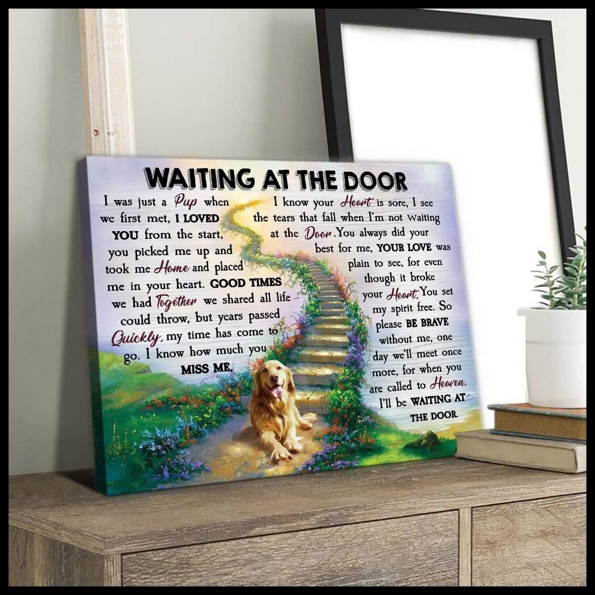 Waiting At The Door Golden Retriever Wall Art Canvas