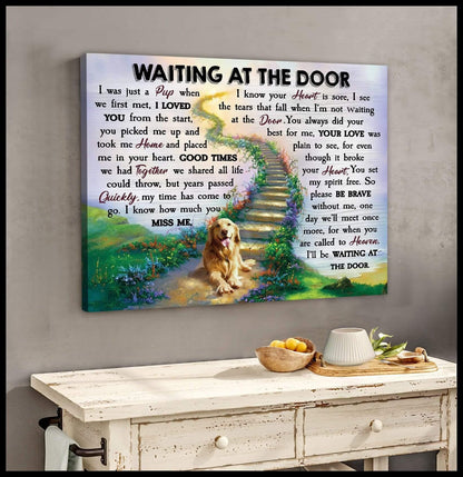 Waiting At The Door Golden Retriever Wall Art Canvas