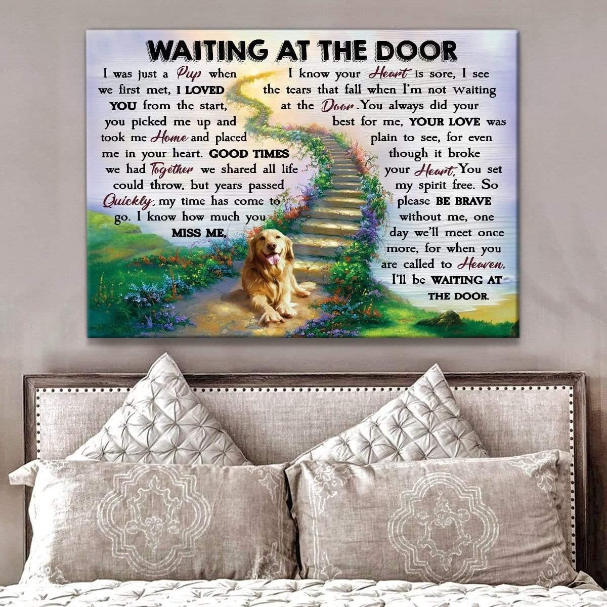 Waiting At The Door Golden Retriever Wall Art Canvas
