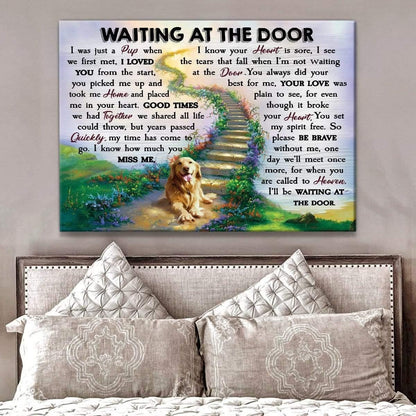 Waiting At The Door Golden Retriever Wall Art Canvas
