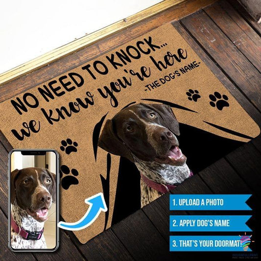 Gift For Dog Lover No Need To Knock You Know You Were Here Custom Your Dog Picture Personalized Non-Slip Rubber Backing Doormat Or Coir Doormat HG