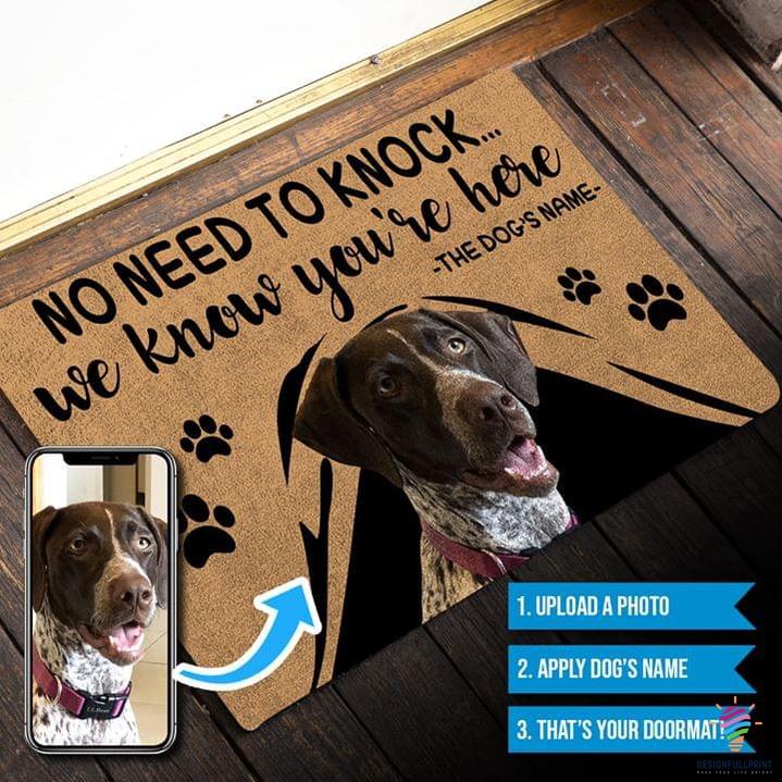 Gift For Dog Lover No Need To Knock You Know You Were Here Custom Your Dog Picture Personalized Non-Slip Rubber Backing Doormat Or Coir Doormat HG