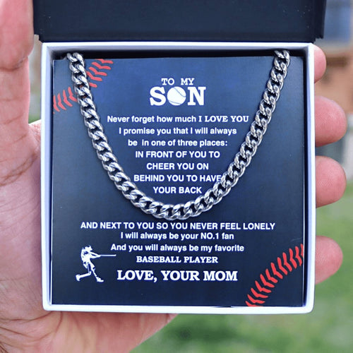 Cuban Link Necklace - My Baseball Son, Biggest Fan, From Mom, Cuban Link Chain