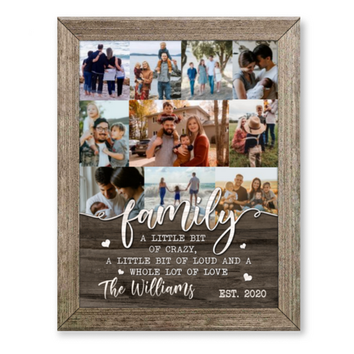 Family Photo Collage Canvas Print, A Little Bit Of Crazy Wall Art, Family Christmas Gift