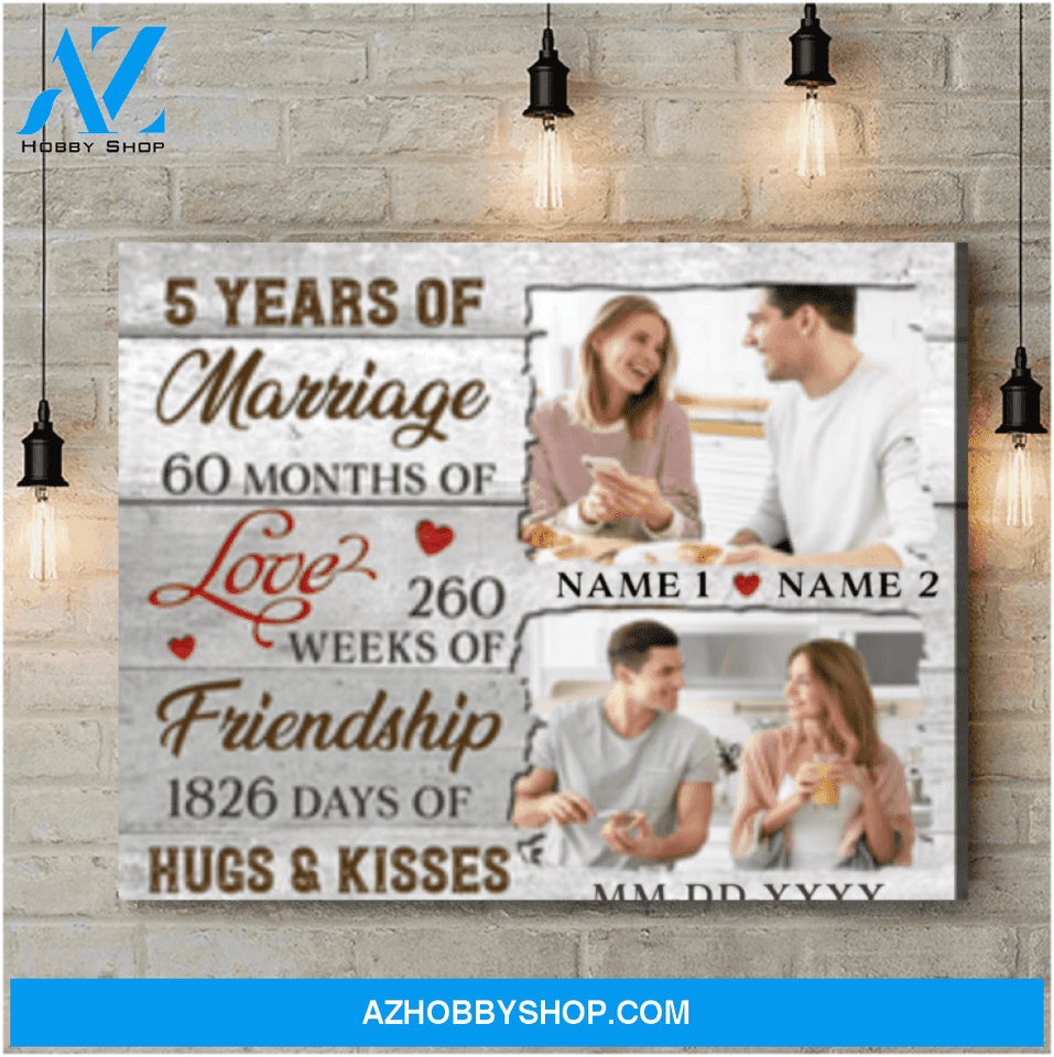 5th Wedding Anniversary Gifts For Married Couple Personalized Canvas Wall Art