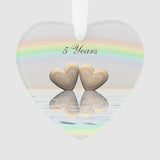 5Th Anniversary Wooden Hearts Ornament