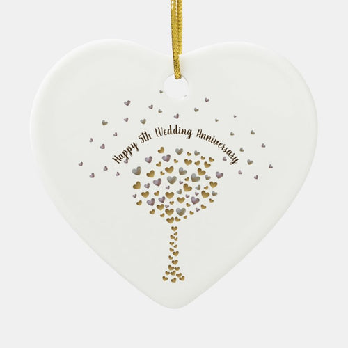 5Th Wedding Anniversary Ornament With Tree