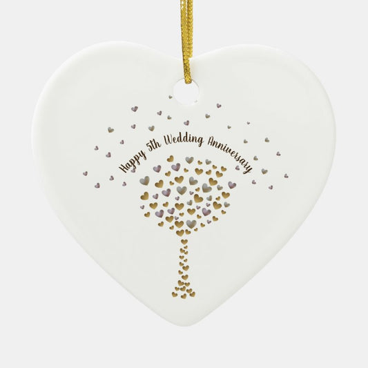 5Th Wedding Anniversary Ornament With Tree
