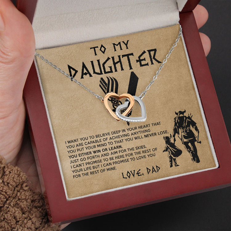 Dad to Daughter Necklace Gift - Viking Father Daughter Necklace Gift From Dad - Granddaughter Necklace Gift From Grandpa Papa - You either win or learn - I love you for the rest of my life - Love Knot, Eternal Hope, Alluring Beauty Necklace 050D - TGV