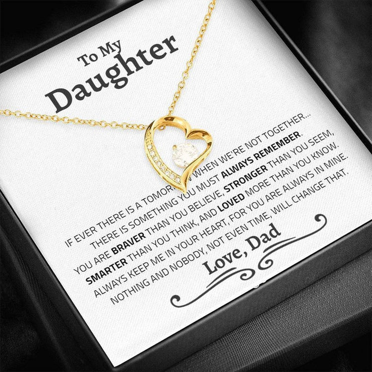 Daughter Necklace - Braver, Stronger, Smarter and Loved more than you know - Always keep me in your heart, for you are always in mine Gold Forever Love Necklace - 340O - TGV