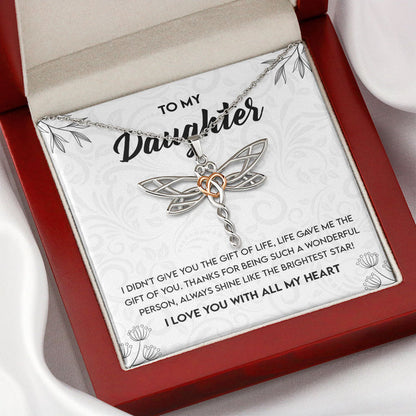 My Bonus Daughter - Daughter Necklace Gift - Shine Like The Brightest Star Love Knot Necklace, Alluring Beauty Necklace, Turtle Necklace, Sunflower Necklace 355B v2 - TGV