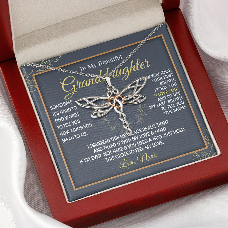 To My Beautiful Daughter Granddauter Necklace Gift From Mom Dad Grandma Papa - I'd use the last breath to tell you I Love you - Personalized Love Knot, Eternal Hope, Alluring Beauty Necklace 052A - TGV