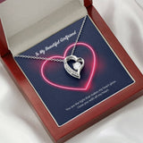 To My Beautiful Girlfriend Forever Love Necklace (14K White Gold Finish)