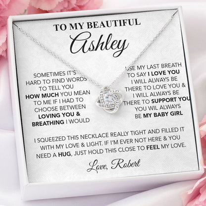 To My Beautiful Soulmate, Wife Necklace Gift - I would use my last breath to say I love you My Baby Girl Love Knot, Alluring Beauty, Sunflower, Turtle Necklace Girlfriend Gift- 363B - TGV