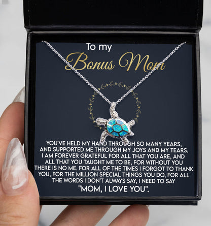 To My Bonus Mom Necklace Gift - Mom, I Love You - Love Knot, Alluring Beauty, Eternal Hope Necklace 070D - TGV