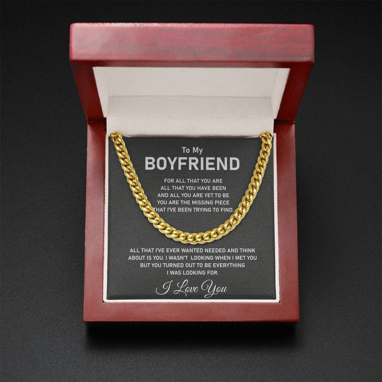 To My Boyfriend's Necklace - I Love You, Cuban Link Chain Necklace - TGV