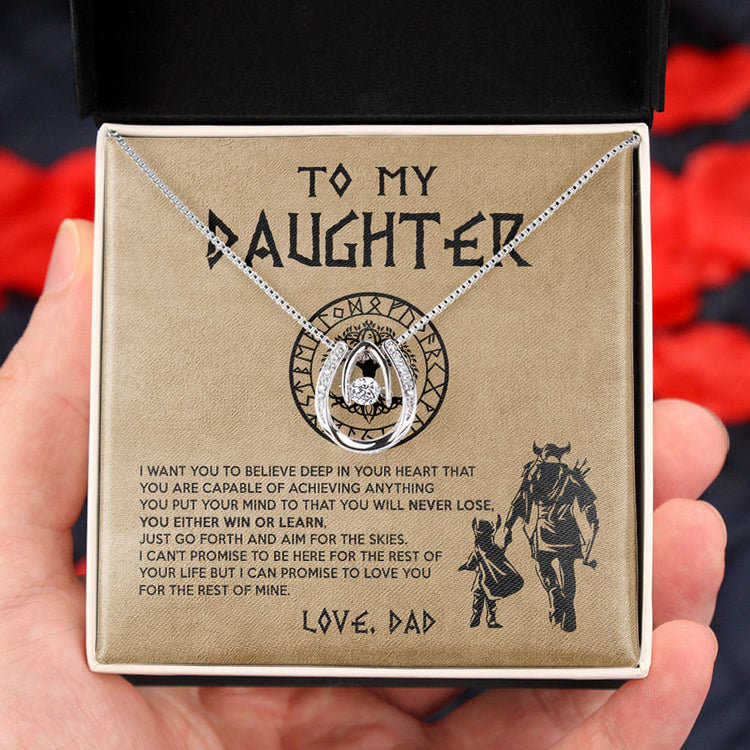 To My Daughter Granddaughter Necklace Gift - Viking Father Daughter Necklace Gift From Dad - Granddaughter Necklace Gift From Grandpa Papa - You either win or learn - Love Knot, Eternal Hope, Alluring Beauty Necklace 050C - TGV