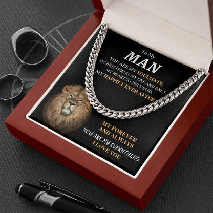 To My Man Necklace, My Forever And Always You Are My Everything I Love You, Necklace for Husband, Necklace for Boyfriend's, Cuban Link Chain Necklace - TGV