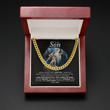 To My Son Necklace From Mom - Look right beside you I always be there Cuban Link Chain Necklace 070A - TGV