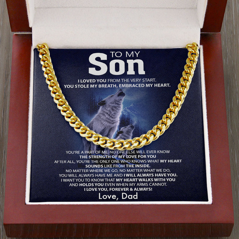 To My Son Necklace Gift From Mom Dad - You're a part of me No one else will ever know the strength of my love for you Cuban Link Chain Necklace 070B - TGV