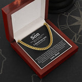 To My Son Necklace I will always carry you in my heart Love, Mom Cuban Link Chain Necklace 340M - TGV
