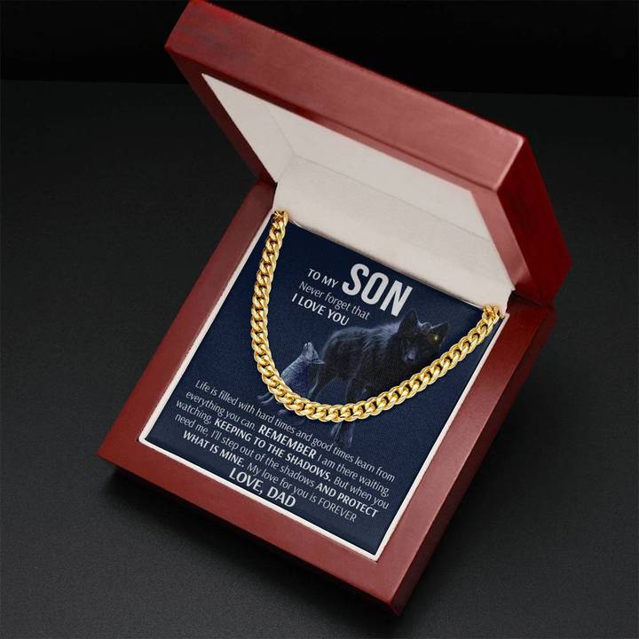 To My Son Necklace - Keeping To The Shadows From Dad Cuban Link Chain Necklace - TGV
