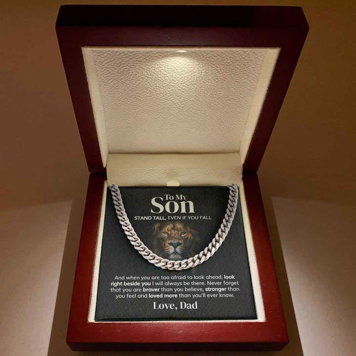 To My Son - Stand Tall from Dad - Cuban Link Chain Necklace - TGV
