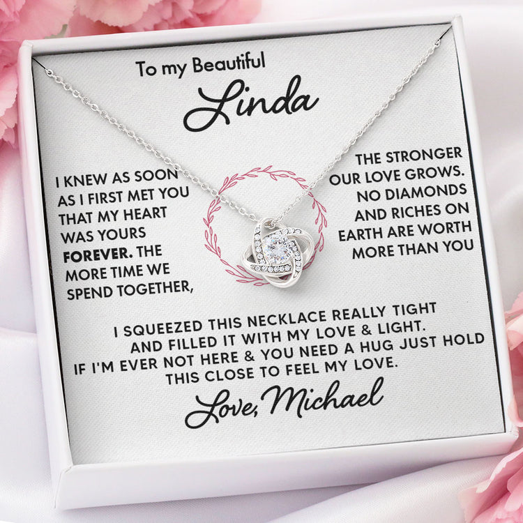 To My Wife Soulmate Girlfriend Necklace Gift I Promise You Will Never Have To Face Them Alone Love Knot Necklace, Alluring Beauty, Sunflower Necklace Gift 003B - TGV