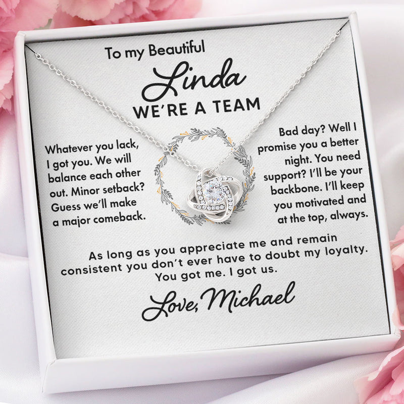 To My Wife Soulmate Girlfriend Necklace Gift - You got me and I got us - Custom Love Knot Necklace, Alluring Beauty, Sunflower Necklace Gift 003E - TGV