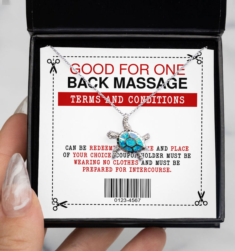 Wife Girlfriend Soulmate Necklace Gift - Funny Message Good For One Back Massage Term and Conditions Love Knot Necklace - Alluring Beauty - Cross Dancing Necklace 029F - TGV